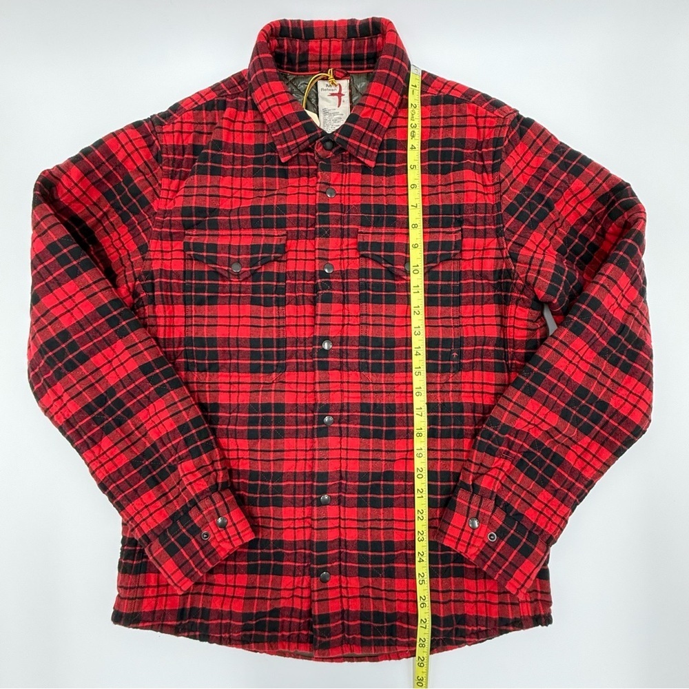 NWT Relwen Men’s Quilted Flannel Shirt Jacket Shacket Red Black Medium Large - Picture 11 of 15